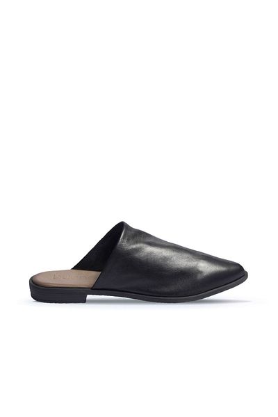 BUENO Shoes Siyah Deri Kadın Düz Terlik 01wn0124