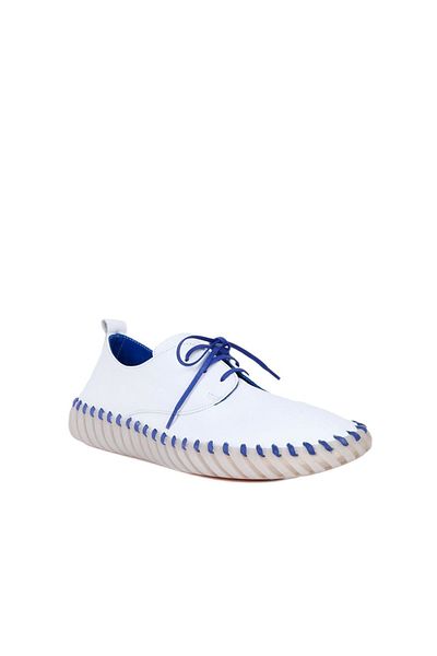 Bueno Shoes Pantofi sport pentru bărbați, piele albă albastră - 01mq0200