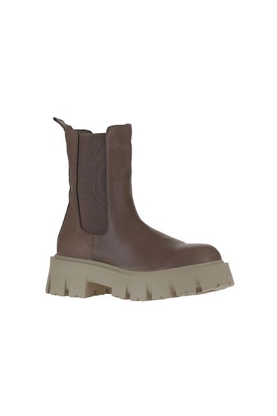 Bueno Shoes Γκρι Δερμάτινες Γυναικείες Μπότες - Wedge Heel 01wv4600