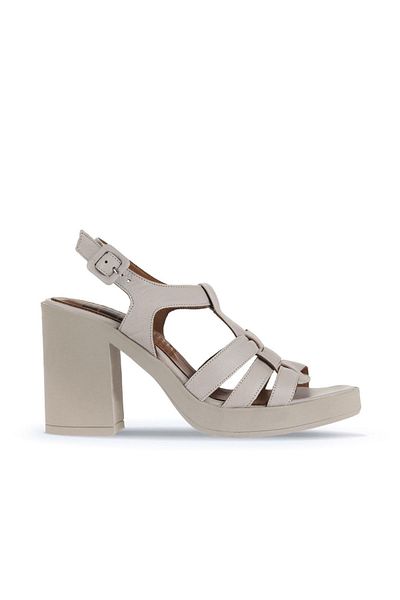 Bueno Shoes 01wa1600ModelGray Leather Women's Heeled Sandals