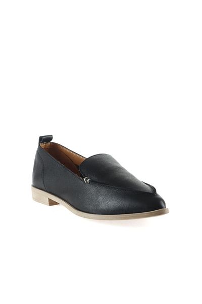 Bueno Shoes Balerini de damă din piele neagră cu toc 01wn0128