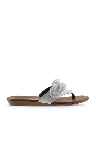 Bueno Shoes Beyaz Deri Kadın Parmak Arası Terlik 01wu7410