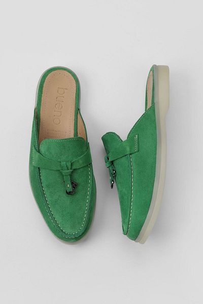 Bueno Shoes Γυναικείες Παντόφλες Green Suede - Flat Design 05wt103