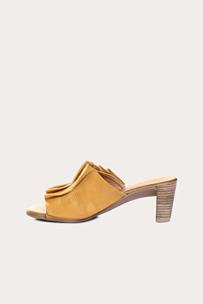 BUENO Shoes Sarı Deri Kadın Topuklu Terlik 01wn4001