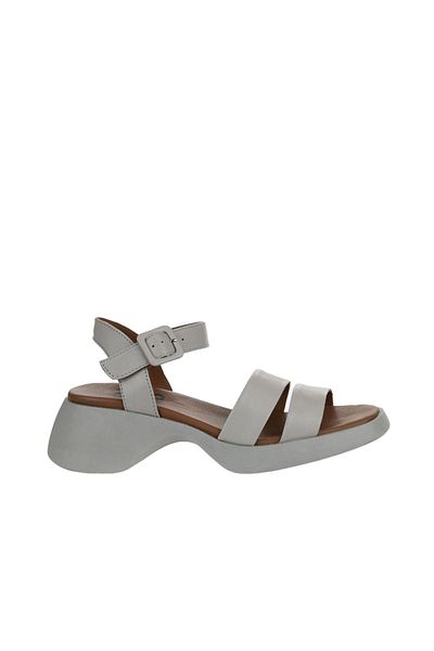 Bueno Shoes Ekru Deri Kadın Dolgu Topuklu Sandalet 01wy9302