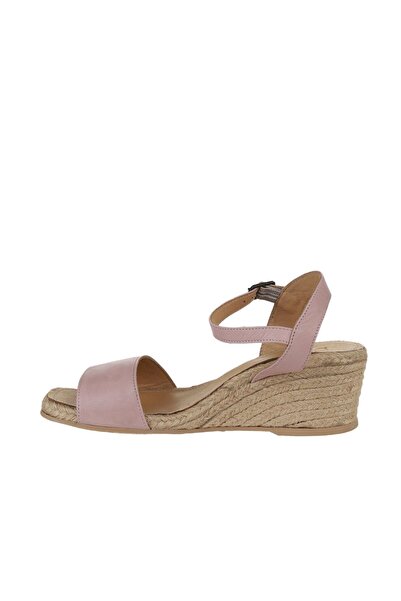 Bueno Shoes Gül Kurusu Deri Kadın Dolgu Topuklu Espadril Sandalet 01ws10304