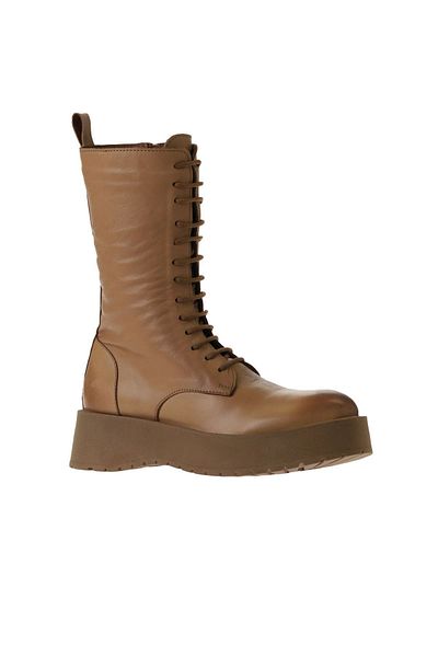 Bueno Shoes Tan γυναικείες δερμάτινες μπότες με τακούνι - 01wv1303