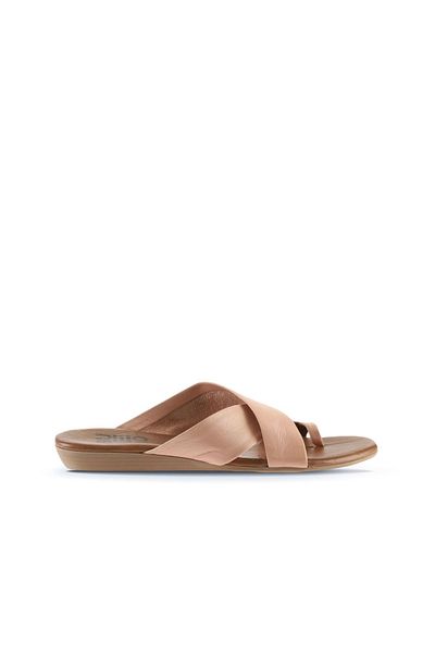 Bueno Shoes Papuci de damă din piele pudrată - Flip Flops, Model 01wu7428