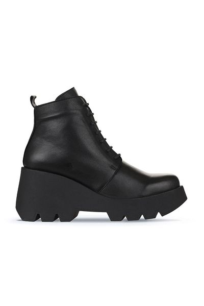 Bueno Shoes Cizme de damă din piele neagră cu toc pană - 01wz8402
