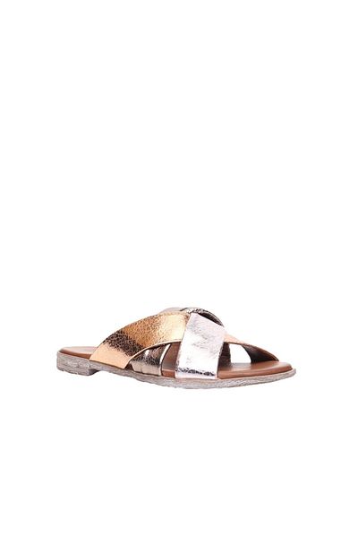 BUENO Papuci plati din piele pentru femei de culoare aurie - 01wn5018