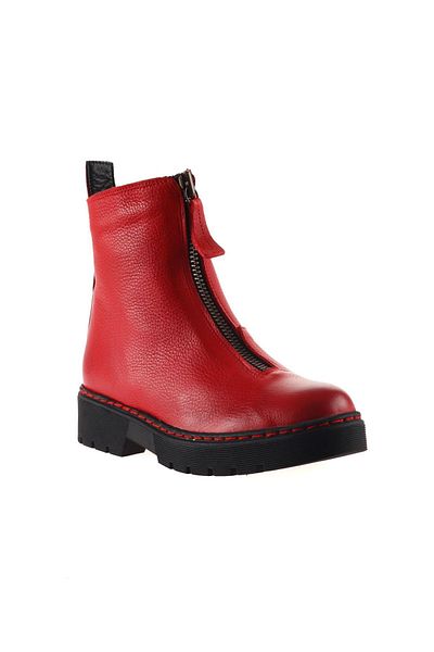 Bueno Shoes Γυναικείες κόκκινες δερμάτινες μπότες Flotter - Flat Model 01wr4903