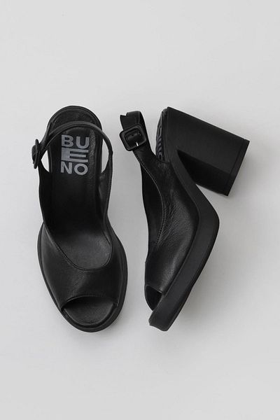 Bueno Shoes Sandale cu toc din piele neagră pentru femei - 01wy12300