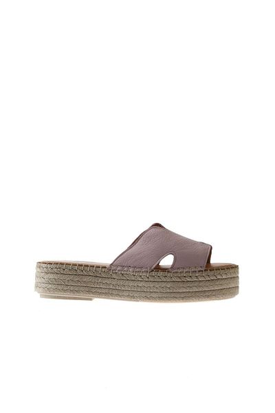 Bueno Shoes Δερμάτινες γυναικείες παντόφλες Espadrille με ροζ σφήνα τακούνι - 01wu5105