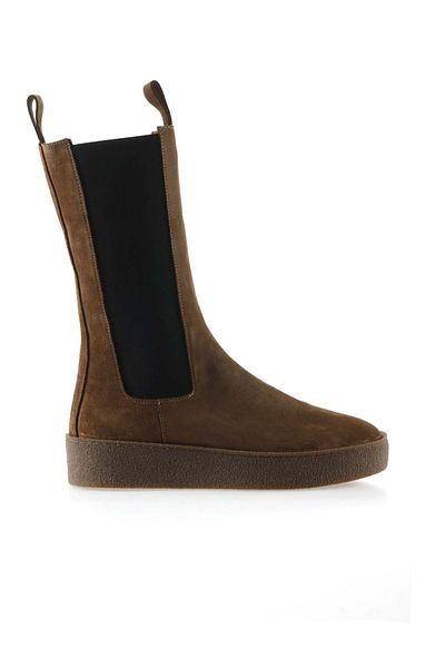 Bueno Shoes Tan Suede Γυναικείες Flat Μπότες 01wt3004