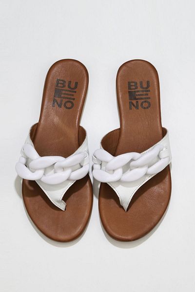 Bueno Shoes Beyaz Deri Kadın Parmak Arası Terlik 01wu7410