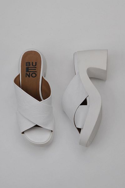 Bueno Shoes Papuci de damă din piele albă cu toc - 01wy12201