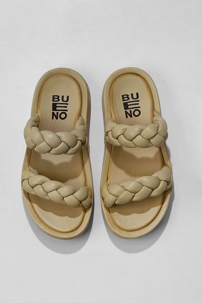 Bueno Shoes Papuci de damă din piele cu toc pană - galben 01wu4640