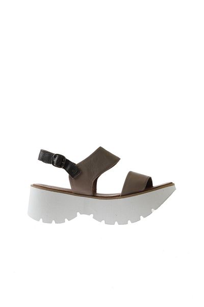 Bueno Shoes Gray Wedge Heeled Leather Women's Sandals - 01wu11400