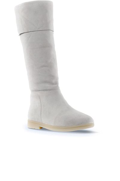 Bueno Shoes Suede Γυναικείες Flat Μπότες Λευκές - 01wt3307