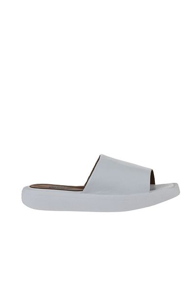 Bueno Shoes Beyaz Deri Kadın Dolgu Topuklu Terlik 01wy1000