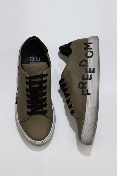 Bueno Shoes Ανδρικά Αθλητικά Παπούτσια 01mr9203 - Χακί Μαύρο Δερμάτινο