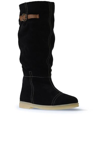 Bueno Shoes Дамски велурени равни ботуши, черни - 01wt3314