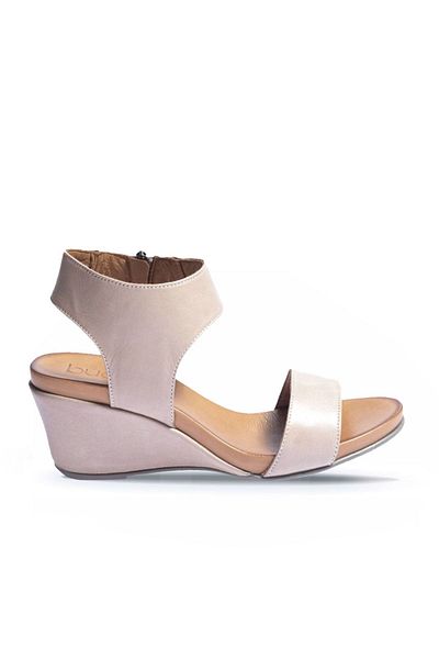 BUENO Sandale de damă din piele gri cu toc cu pană - 01wn0501