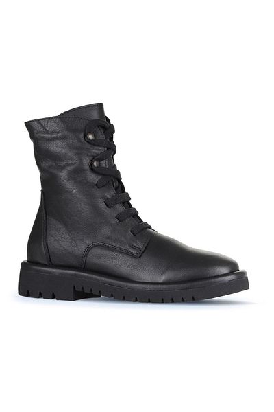 Bueno Shoes Μαύρα Δερμάτινα Γυναικεία Μποτάκια - Flat Model 01wz6701