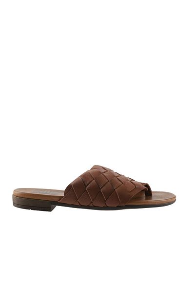 Bueno Shoes Дамски джапанки от кафява кожа - 01wq0501