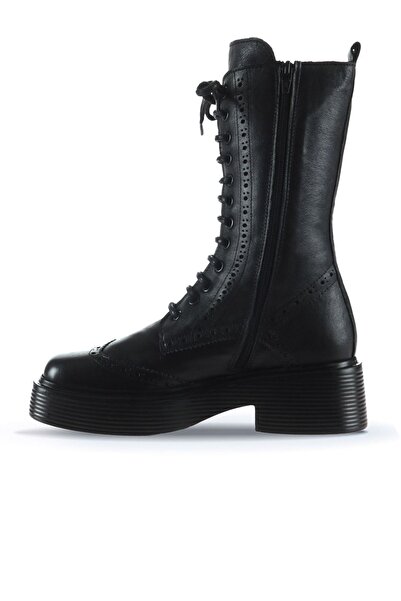 Bueno Shoes Siyah Deri Kadın Düz Çizme 01wt1805