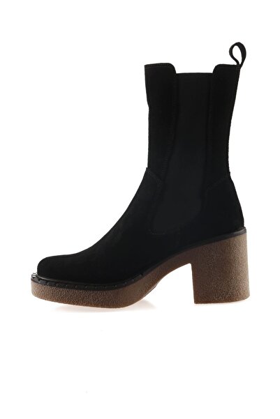 Bueno Shoes Siyah Süet Kadın Topuklu Bot 01wt2901