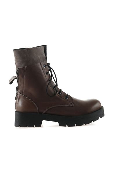 Bueno Shoes Γυναικείες δερμάτινες μπότες με τακούνι Mink - 01wt2503