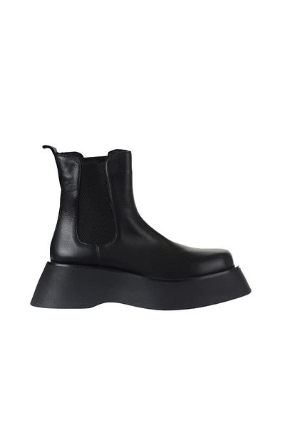 Bueno Shoes Δερμάτινες γυναικείες μπότες με τακούνι μαύρο - 01wv5100