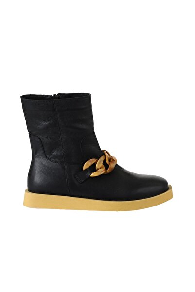 Bueno Shoes Siyah Sarı Deri Kadın Düz Bot 01wv9704