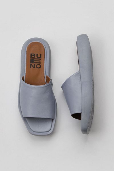 Bueno Shoes Papuci de damă din piele albastră cu toc pană - 01wy1000