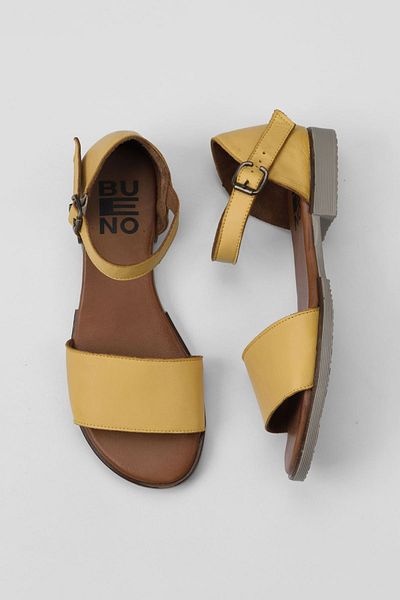 Bueno Shoes Sandale de damă din piele galbenă - 01wy2502