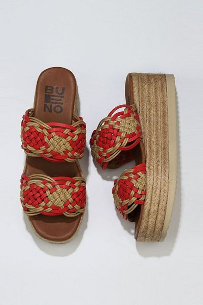 Bueno Shoes Espadrile de damă din piele roșie - papuci 01wu6110