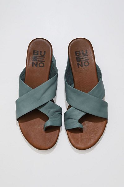 Bueno Shoes Flip Flops de damă din piele - Albastru 01wu7428