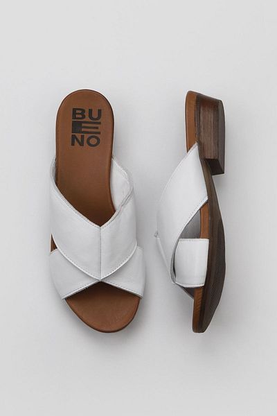 Bueno Shoes 01wn0402 Μοντέλο Λευκές Δερμάτινες Γυναικείες Παντόφλες με τακούνι
