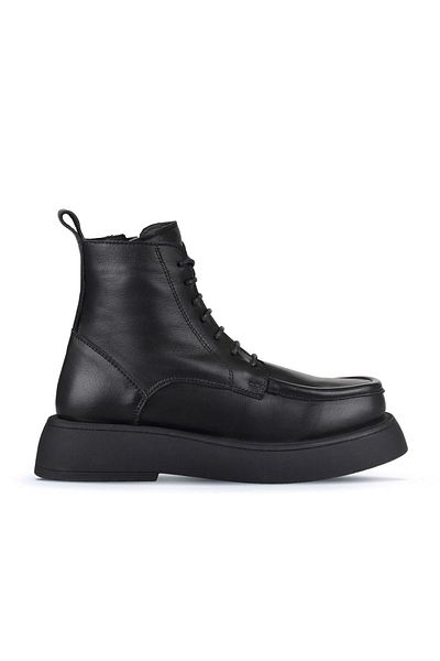 Bueno Shoes Γυναικείες μπότες με τακούνι μαύρο δερμάτινο - 01wz6405