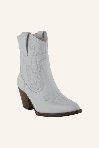 MARCATELLI Cizme albe din piele cu toc Texas