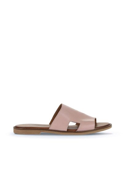Bueno Shoes Δερμάτινες γυναικείες φλατ παντόφλες Dusty Rose - 01wa5705