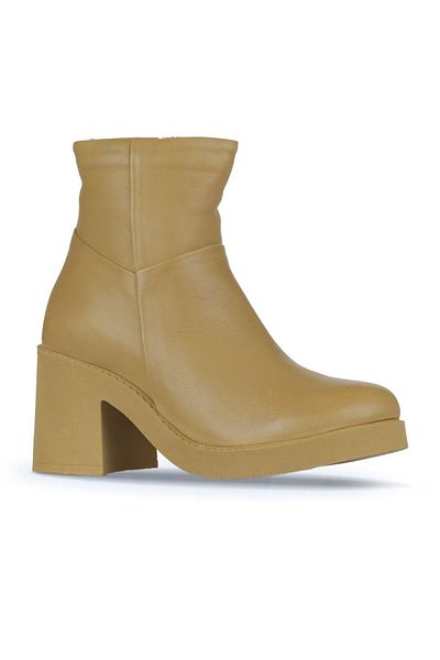 Bueno Shoes 01wz7100 Μοντέλο Cinnamon Leather Γυναικείες μπότες με τακούνι