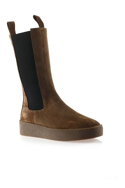 Bueno Shoes Tan Suede Γυναικείες Flat Μπότες 01wt3004