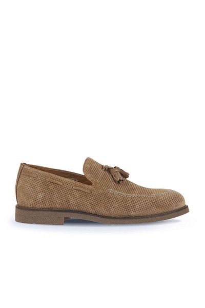 Bueno Shoes Мъжки мокасини - кафяви велурени, с щампа, 07ma22152282