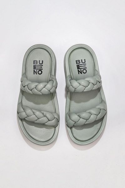 Bueno Shoes Papuci de damă din piele albastră cu toc pană - 01wu4640