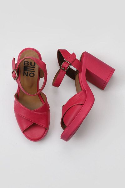 Bueno Shoes Sandale cu toc pentru femei din piele fucsia 01wy12301