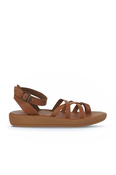 Bueno Shoes Sandale din piele pentru femei Flip Flop - Maro închis 01wy2315