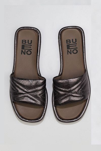 Bueno Shoes Papuci de damă din piele de plumb strălucitoare - 01wu4100