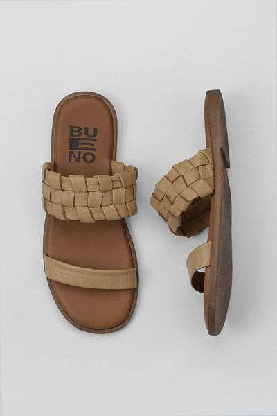 Bueno Shoes 01wy2006 Model Papuci Plati Femei din Piele Bej